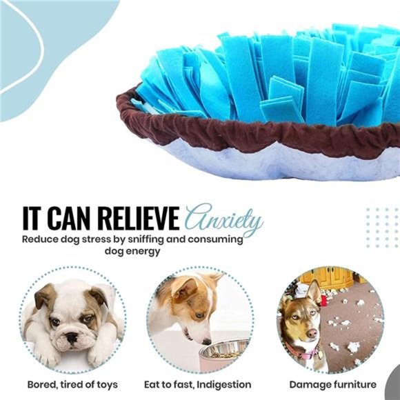 Snuffle Mat for Dogs – Interactive Feed Game/Dog Puzzle Toy (Blue) - Picture 6 of 6